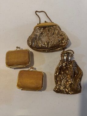 Vintage Whiting & Davis Gold Mesh Clutch and Coin Purse Set